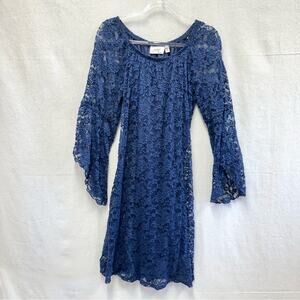 Jody California vintage 90s navy lace bell Sleeve mini dress size medium